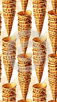 Stacked Ice Cream Cones Pattern Background
