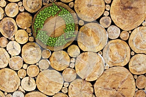 Stacked Logs with recycle symbol