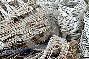 Stacked metal stirrup for construction, a pile of steel stirrup