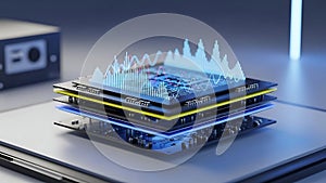 Stacked Microchips with Data Visualization