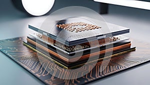 Stacked Microprocessor Chips on Circuit Board
