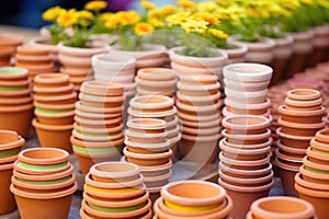 stacked miniature clay pots for garden craft kits