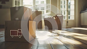 The stacked moving boxes.AI generated image