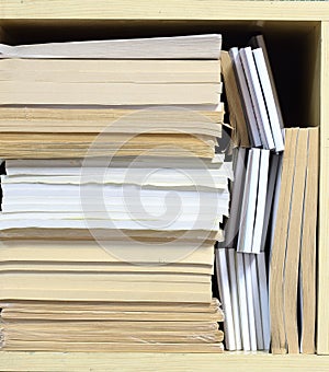 Stacked office papers