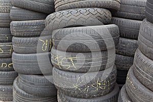 Stacked old tires