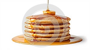 Stacked Pancakes Drowning In Syrup