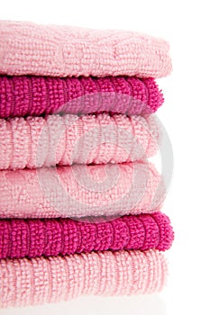 Stacked pink towels