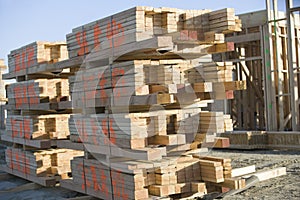 Stacked Of Planks At Construction Site