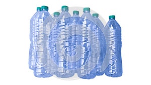 Stacked plastic water bottles are a waste that pollutes the environment. can manage to reduce pollution Separate the label from