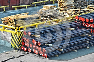 Stacked PVC pipe and lumber