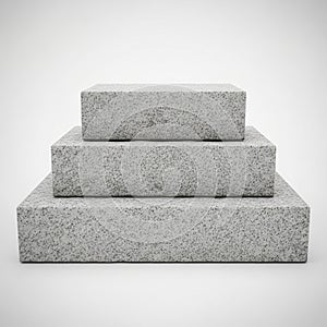 Stacked Rectangular Granite Blocks on a White Background stone
