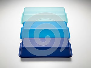 Stacked rectangular objects in gradient shades of blue