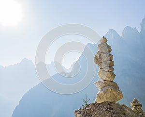 Stacked rock tower