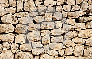 Stacked rock wall with naturally shaped stones