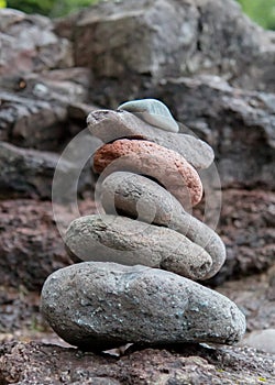 Stacked Rocks along Beach