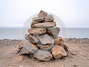Stacked rocks on a beach