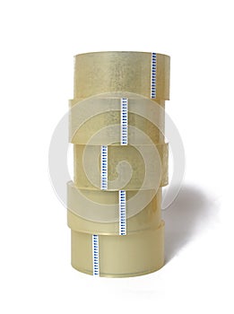 5 stacked rolls of packaging tape