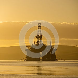 Stacked Semi Submersible Oil Rig at Cromarty Firth