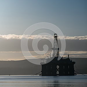 Stacked Semi Submersible Oil Rig at Cromarty Firth in Invergordon, Scotland, UK photo