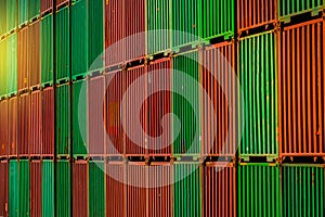 Stacked shipping container for global economy and commerce background