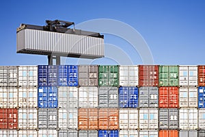 Shipping Container Above Stacked Others