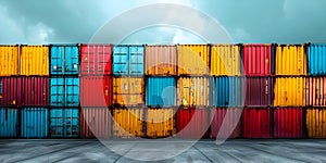 Stacked shipping containers symbolize logistics transportation importexport and global trade in a