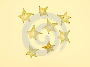 Stacked slices of star fruit