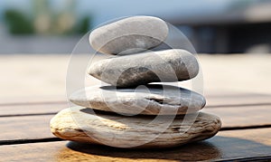 Stacked smooth stones. Sea pebble. Balancing pebbles.