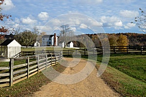 Stacked split-rail fences and farm fields - Appomattox, Virginia