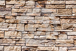 Stacked stone and mortar wall photo