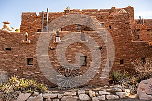 The Stacked Stone Orange Wall Of Hopi House In The Grand Canyon