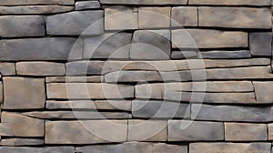 Stacked stone wall background horizontal generated by Ai