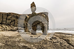 Stacked stones on the beach. Zen concept