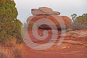 Stacked stones in the dry, dusty landscape of Utah.