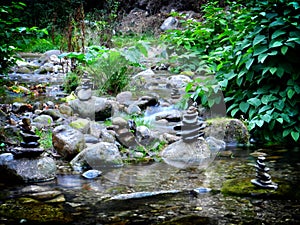 Stacked stones on the river