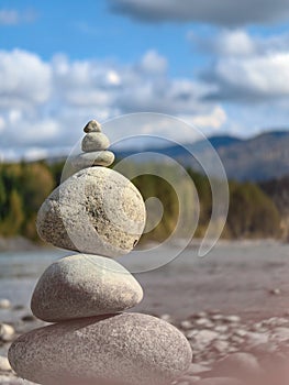 Stacked Stones by River