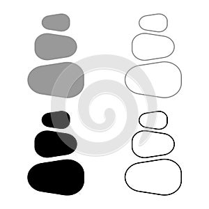 Stacked stones Stack stones Zen stone tower Spa stones stack icon set black color vector illustration flat style image