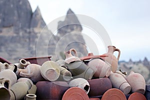 Stacked together broken clay pots