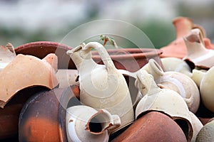 Stacked together broken clay pots