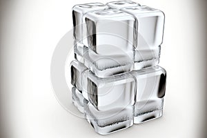 stacked on top of each other transparent ice cubes isolated on white background