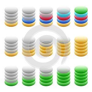 Stacked tower abstract server, HDD, hosting or building construction icon