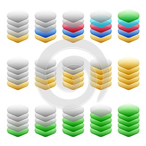 Stacked tower abstract server, HDD, hosting or building construction icon