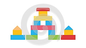 Stacked Toy Blocks Creating Colorful Structure, vector design Generative AI