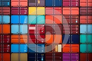 Stacked transportation cargo shipping freight containers business import export industrial dock port trade