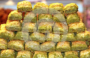 Stacked Turkish sweet Baklava photo