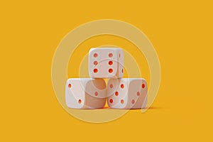 Stacked White Dice on Vibrant Yellow Background
