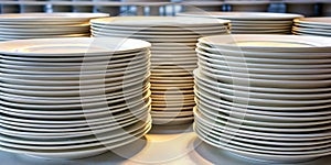 Stacked White Plates A Close-Up Composition
