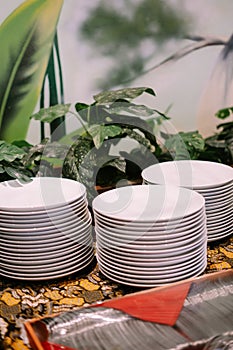 Stacked White Plates