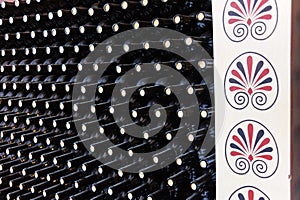 Stacked wine bottles