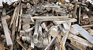 Stacked Wood Logs in construction sites, a pile of wooden logs